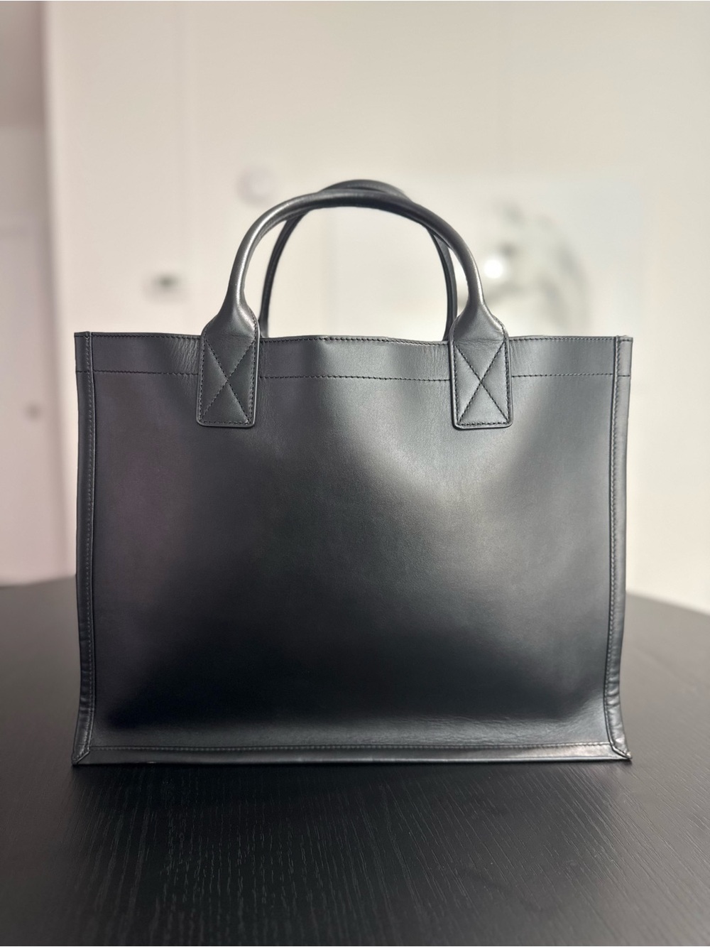 EUC Sandro Black leather book tote large - Picture 4 of 9
